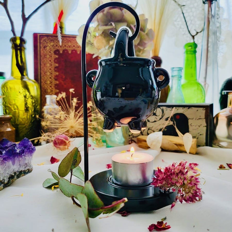 Black Cauldron Hanging Oil Burner image 0
